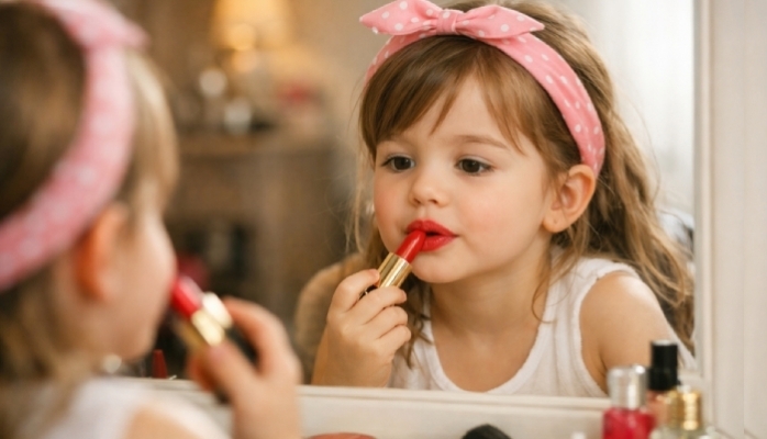 Çocuklarda Makyaj Tehlikesi: 7 Yaşa İndi